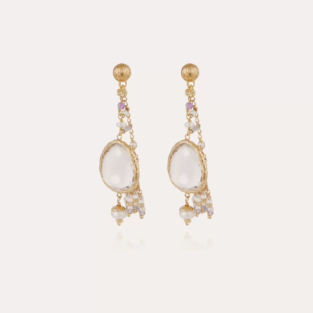 Gas Bijoux Boucles D'Oreilles Serti Pondicherie Petit Modele Dorees-Cristal