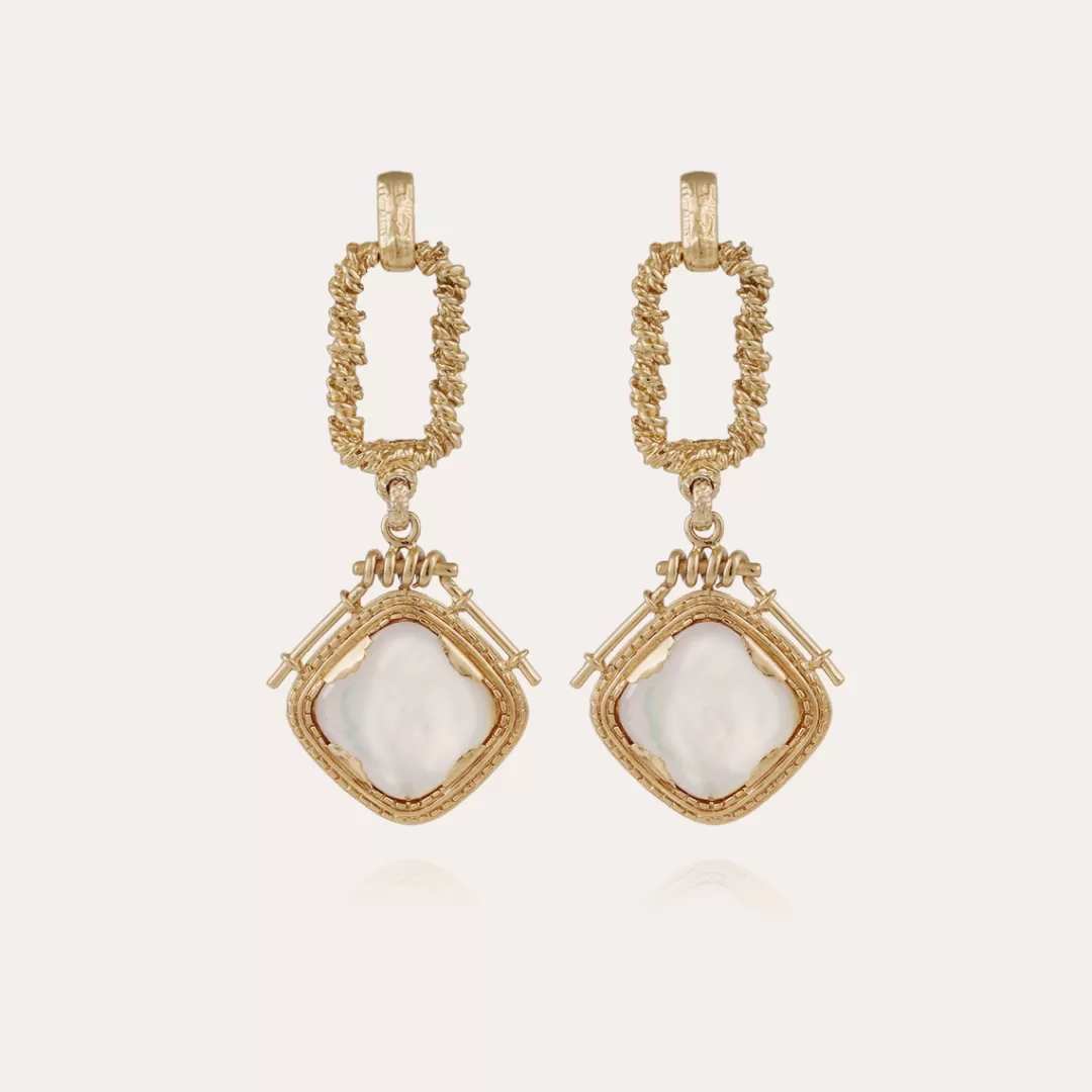 Gas Bijoux Boucles D'Oreilles Siena Dorees-Nacre Blanche