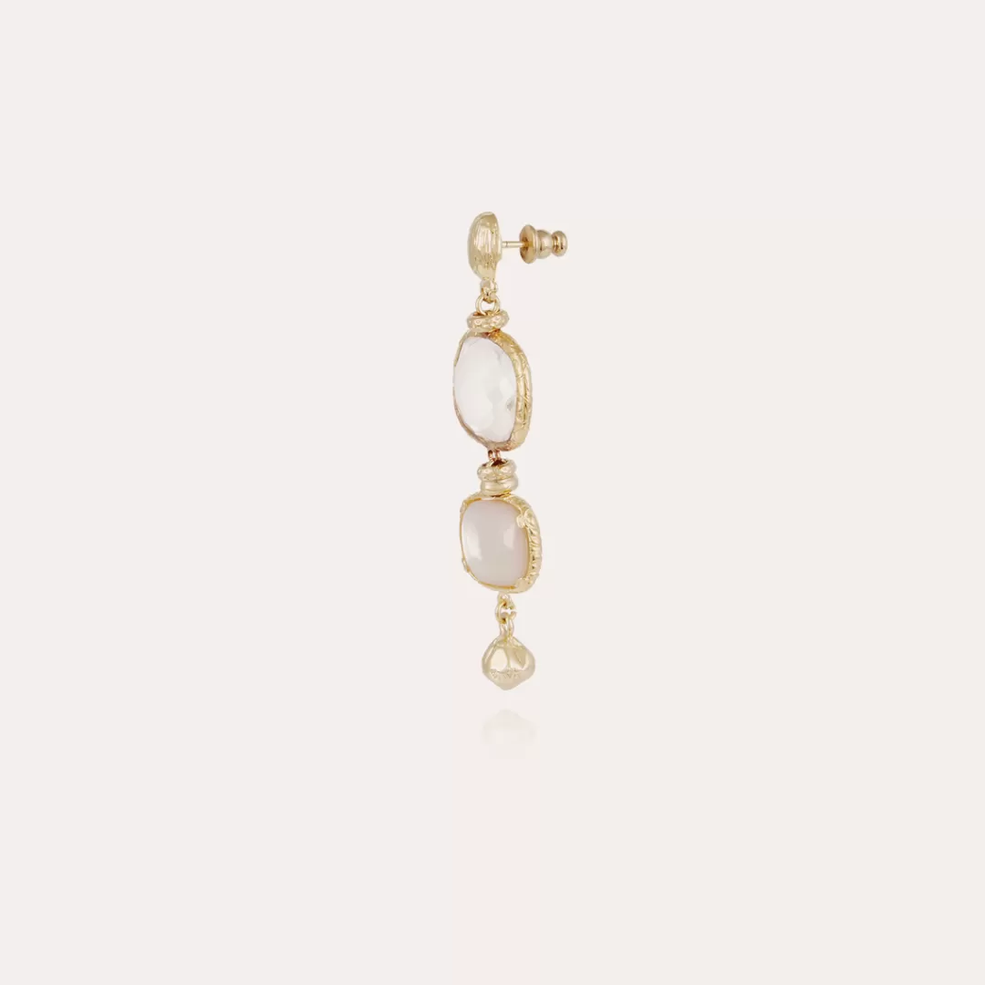 Gas Bijoux Boucles D'Oreilles Silene Petit Modele Dorees-Cristal & Nacre Blanche
