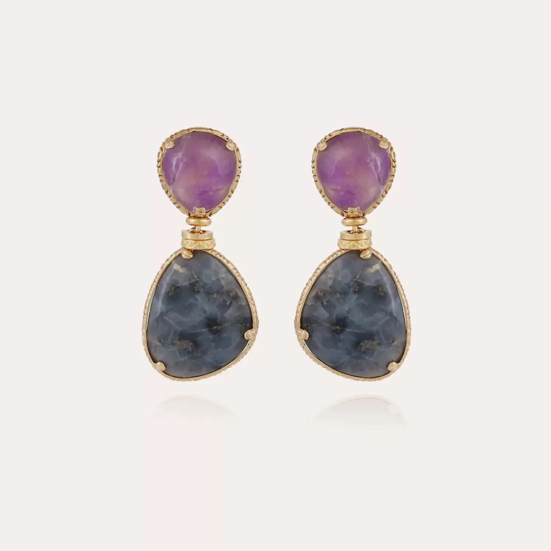 Gas Bijoux Boucles D'Oreilles Silia Dorees-Amethyste