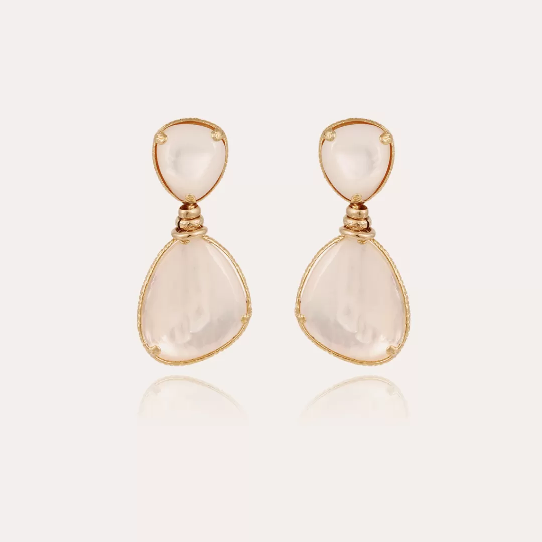 Gas Bijoux Boucles D'Oreilles Silia Dorees-Nacre Blanche
