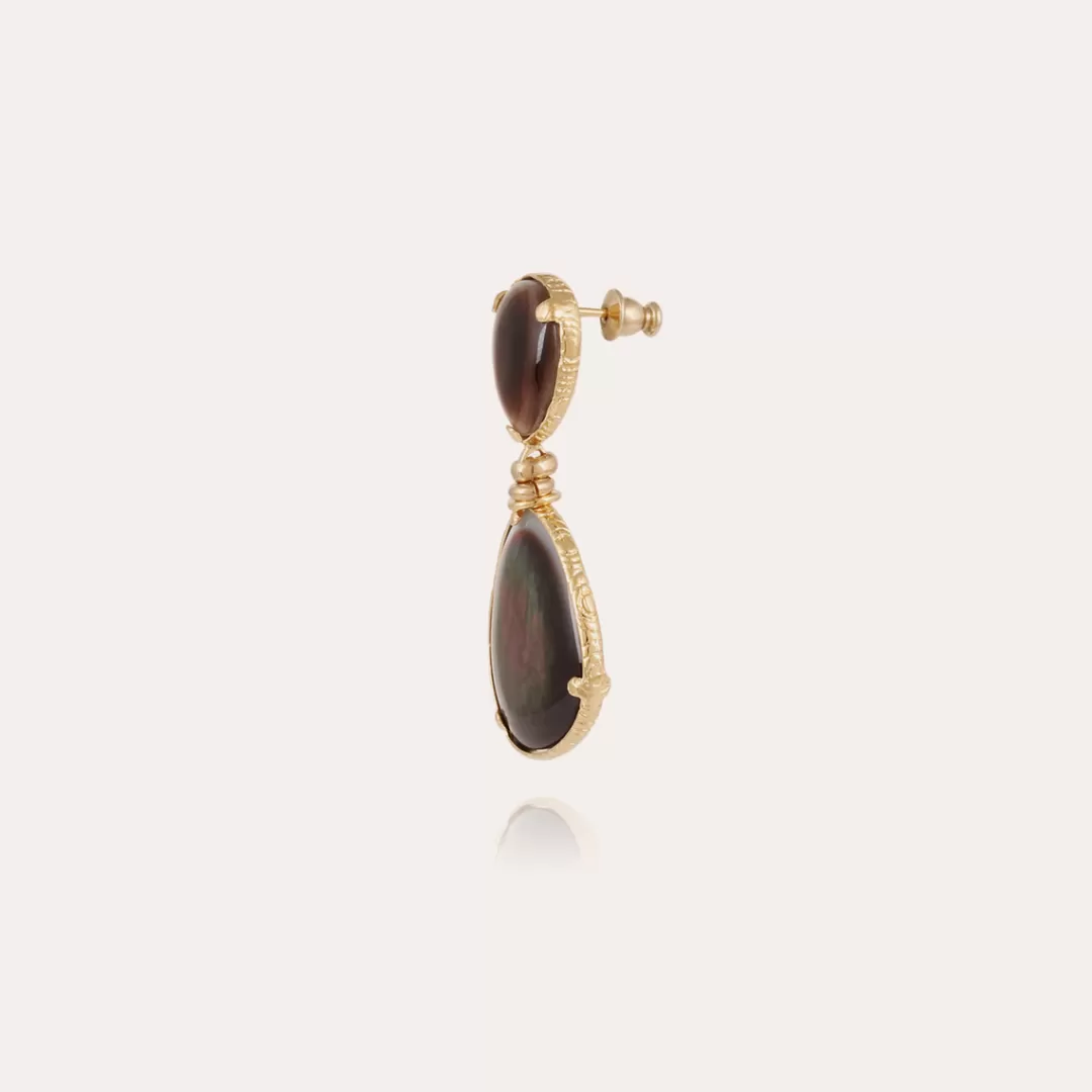 Gas Bijoux Boucles D'Oreilles Silia Dorees-Nacre Grise