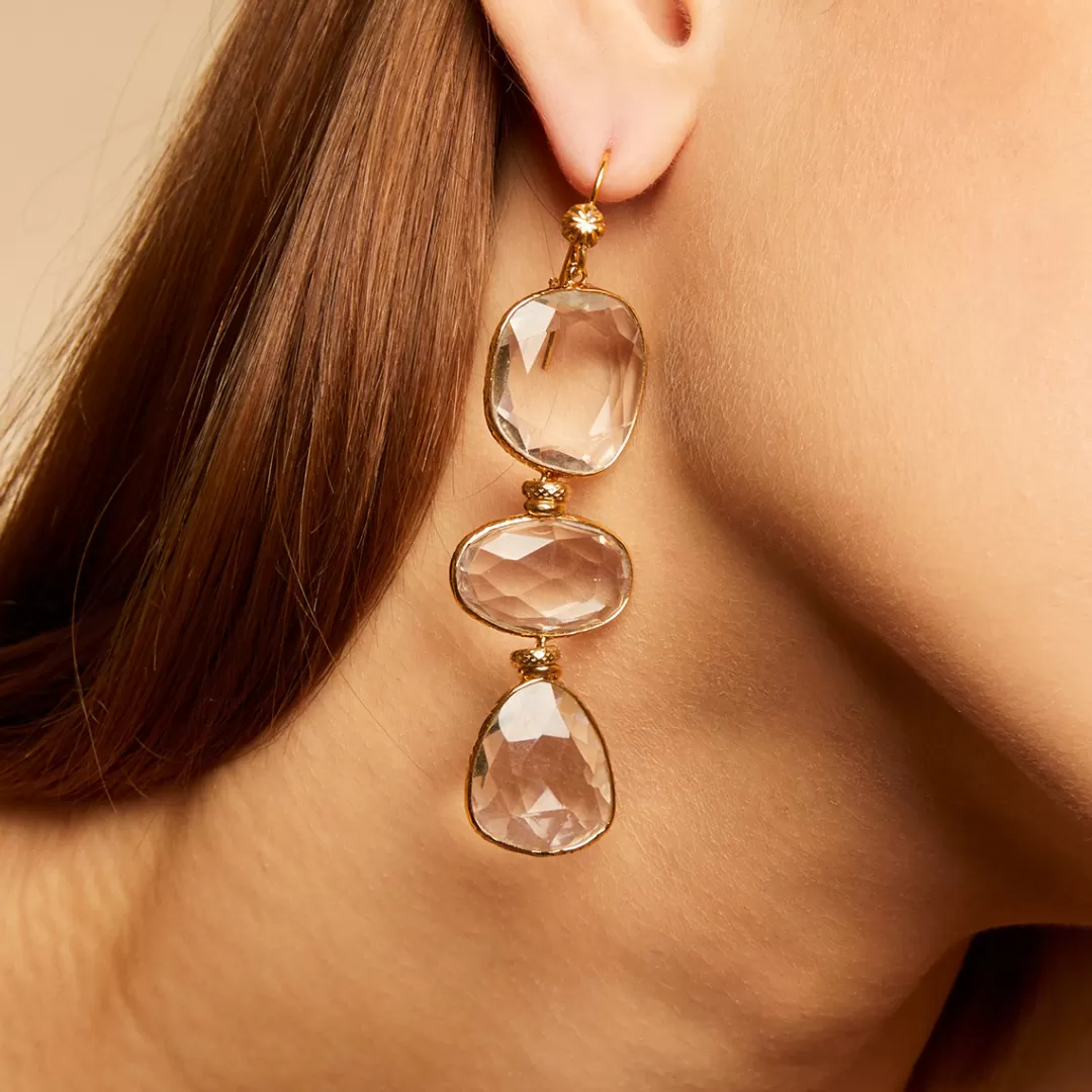 Gas Bijoux Boucles D'Oreilles Sireine Dorees-Cristal