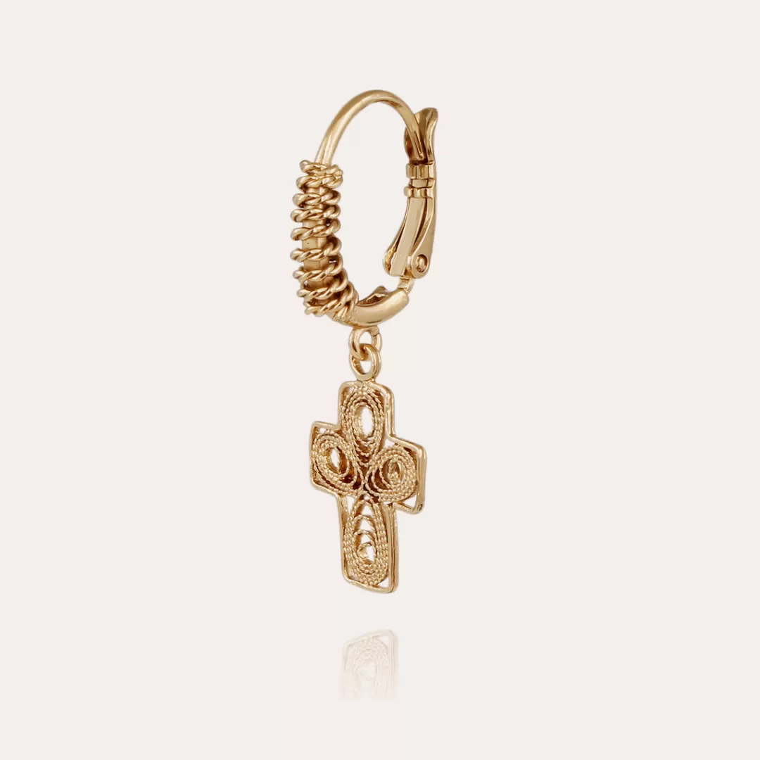 Gas Bijoux Boucles D'Oreilles Tao Croix Yuca Dorees