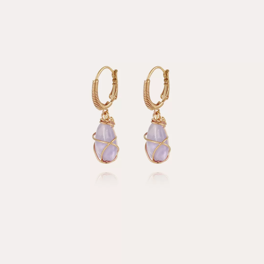 Gas Bijoux Boucles D'Oreilles Tao Rainbow Dorees-Amethyste