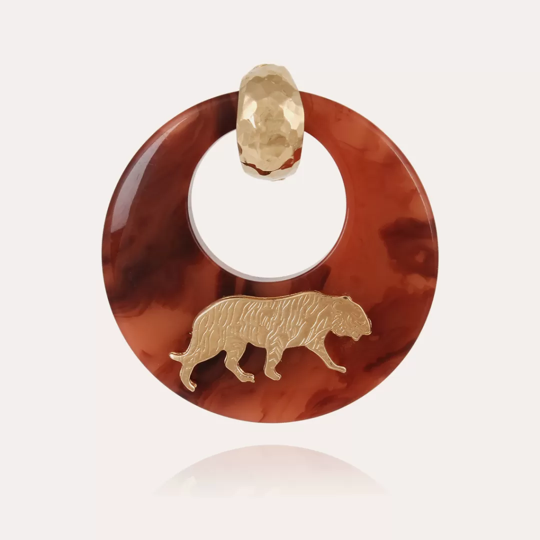 Gas Bijoux Boucles D'Oreilles Tigre Acetate Dorees-Brique