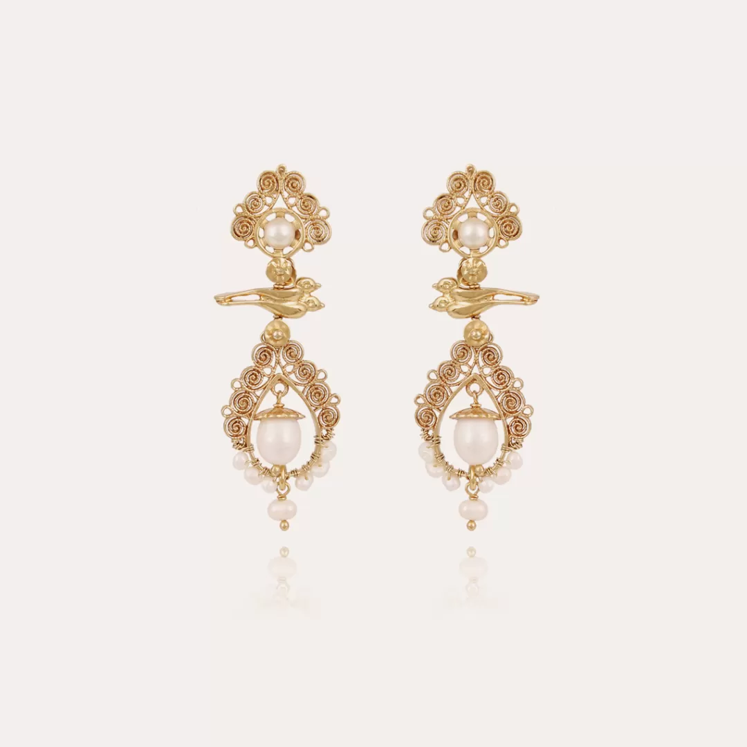 Gas Bijoux Boucles D'Oreilles Tocoa Bird Dorees
