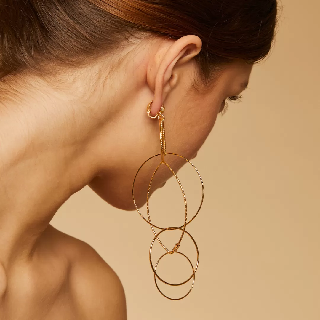 Gas Bijoux Boucles D'Oreilles Torsade Multi Dorees