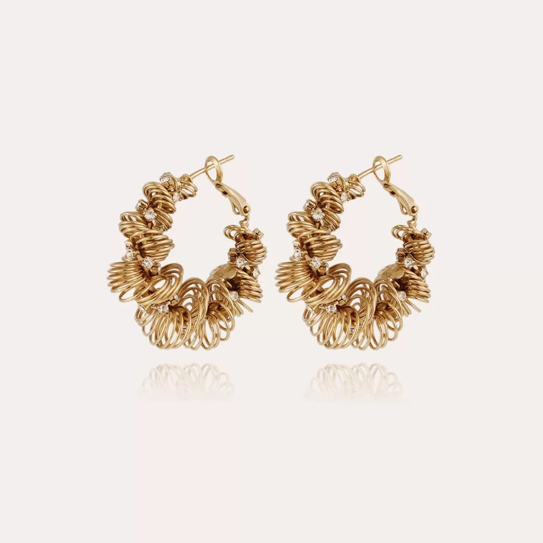 Gas Bijoux Boucles D'Oreilles Tourbillon Strass Petit Modele Dorees