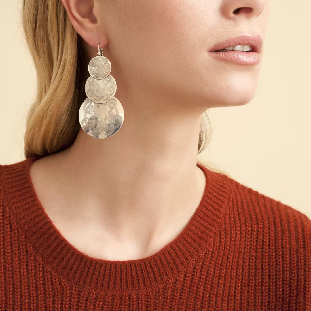 Gas Bijoux Boucles D'Oreilles Very Diva Triple Grand Modele Argentees
