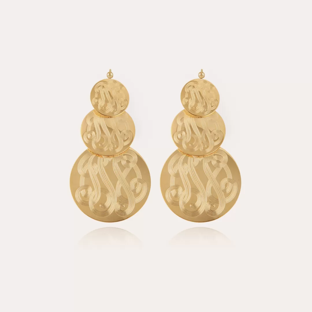 Gas Bijoux Boucles D'Oreilles Very Diva Triple Grand Modele Dorees