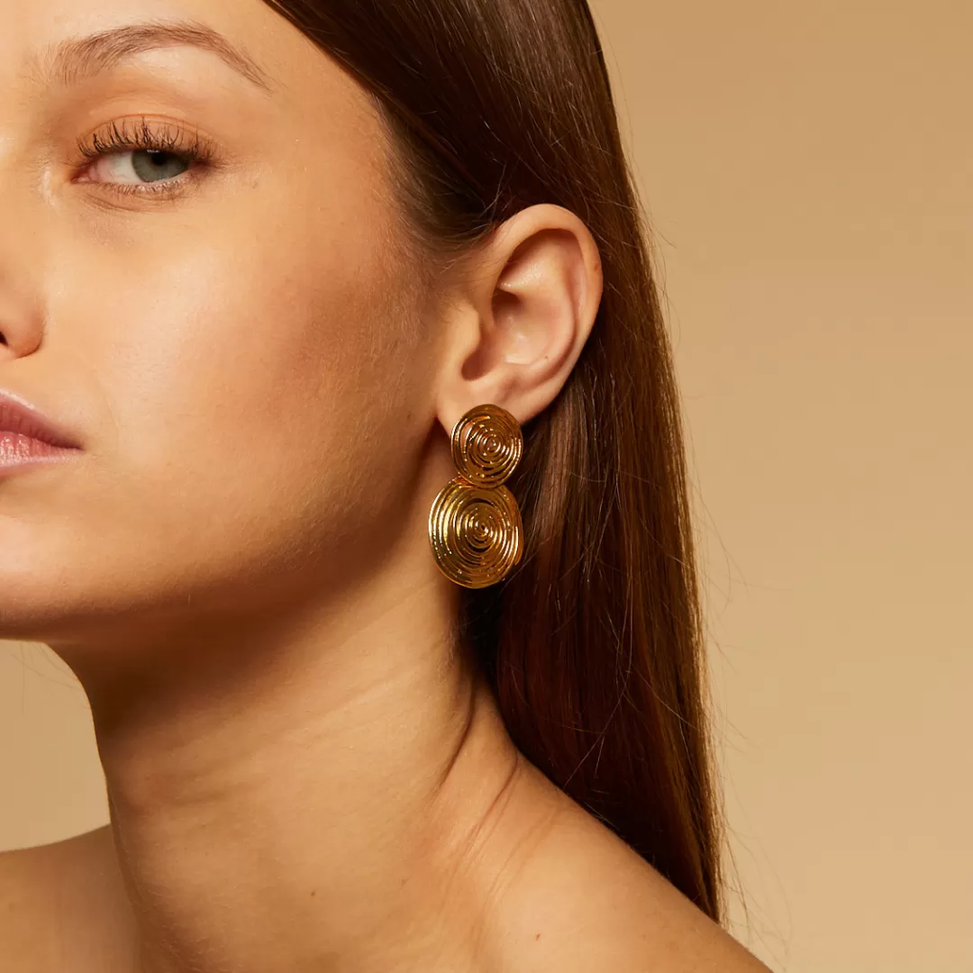 Gas Bijoux Boucles D'Oreilles Wave Petit Modele Dorees