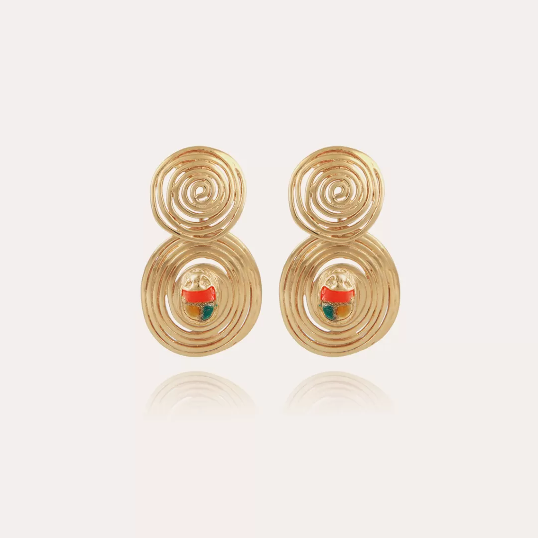 Gas Bijoux Boucles D'Oreilles Wave Scaramouche Email Petit Modele Dorees