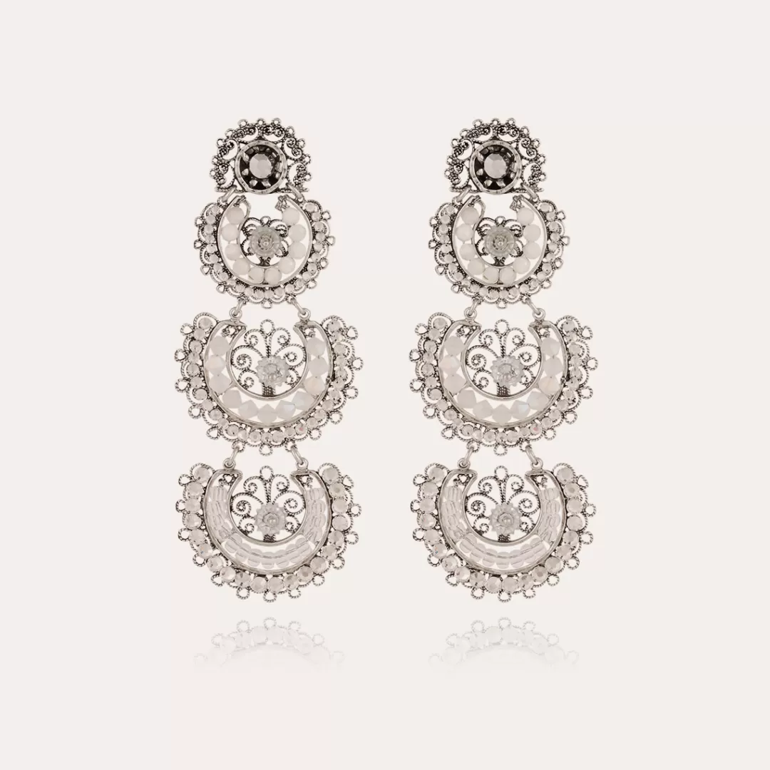 Gas Bijoux Boucles D'Oreilles Yuca 3 Rangs Argentees
