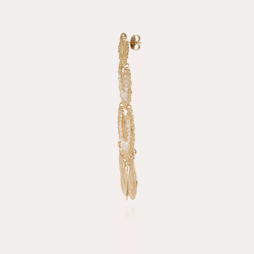 Gas Bijoux Boucles D'Oreilles Yuca 2 Rangs Bis Dorees