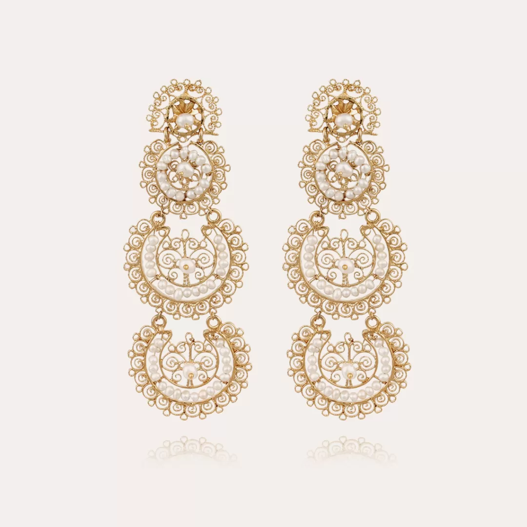 Gas Bijoux Boucles D'Oreilles Yuca 3 Rangs Dorees
