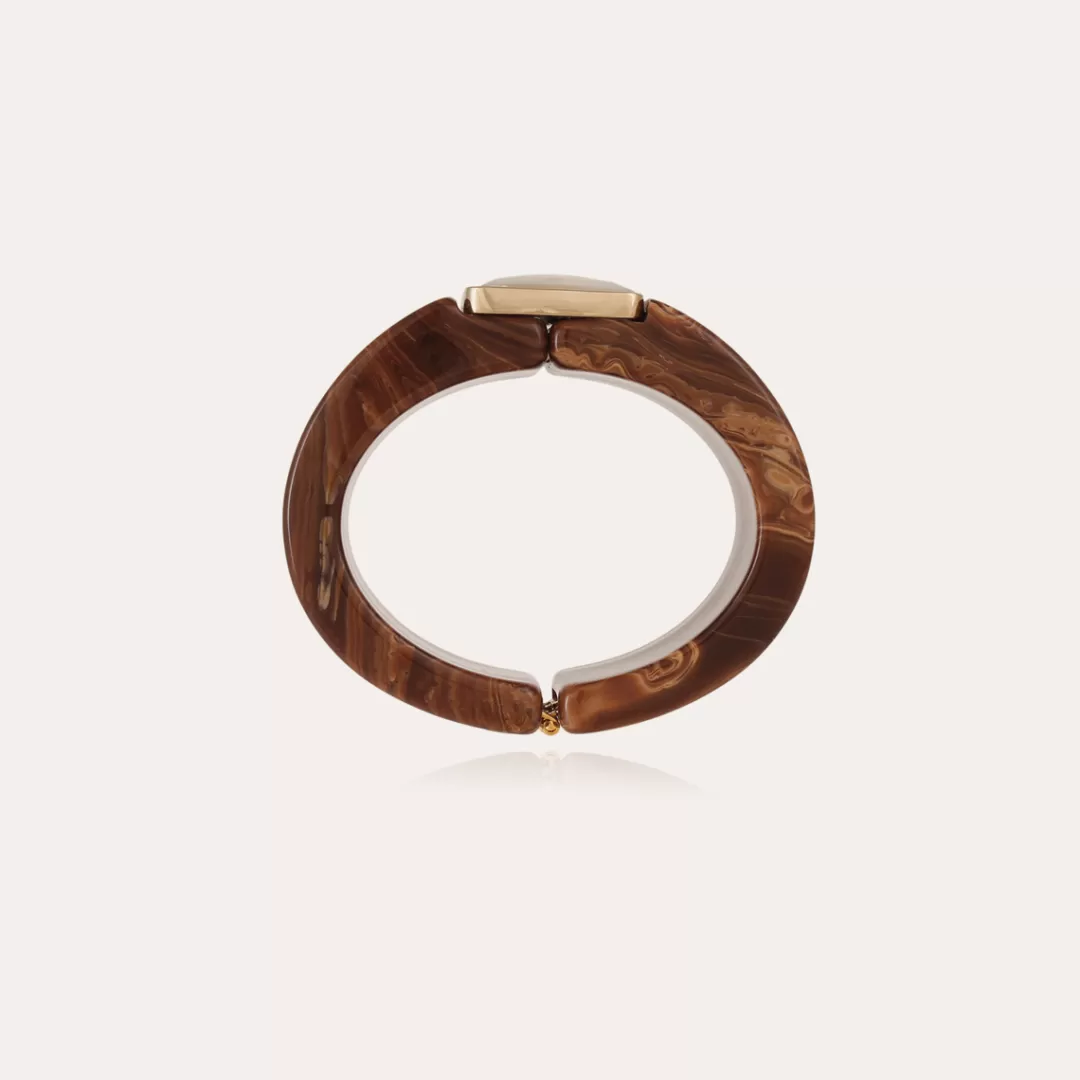 Gas Bijoux Bracelet Arty Bis Acetate Dore-Marron-Nacre Blanche