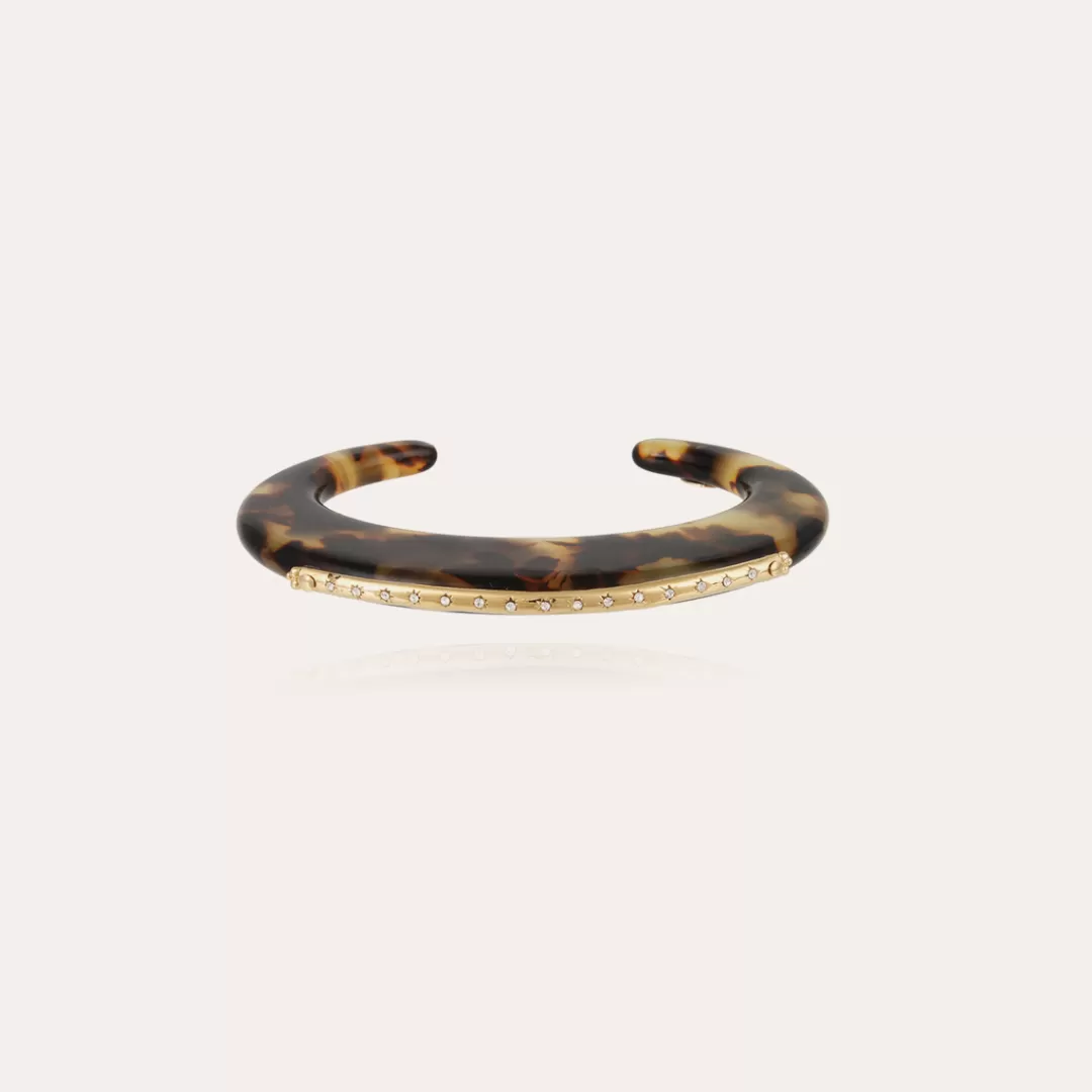 Gas Bijoux Bracelet Baptiste Strass Acetate Dore-Ecaille