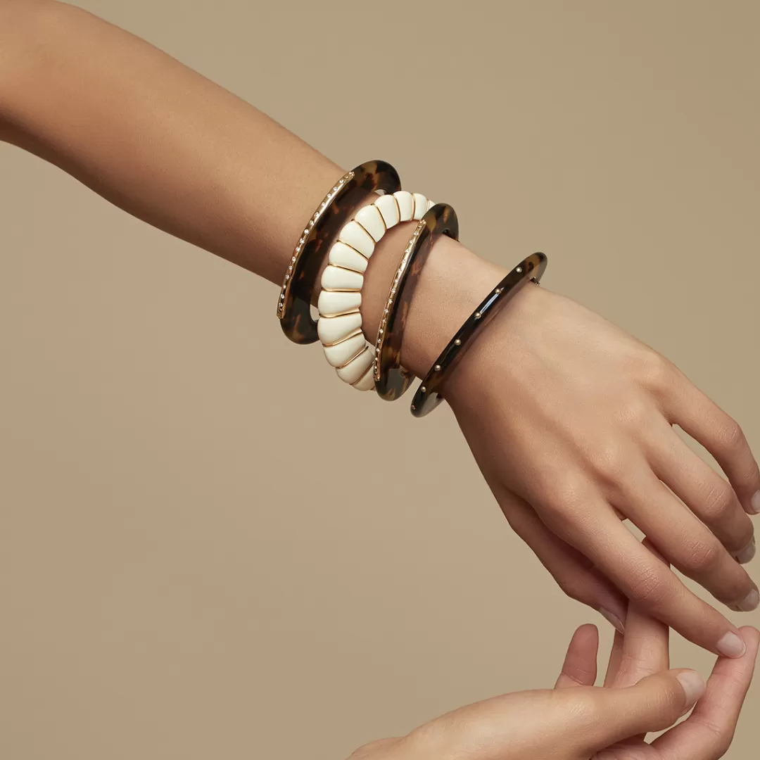 Gas Bijoux Bracelet Baptiste Strass Acetate Dore-Ecaille