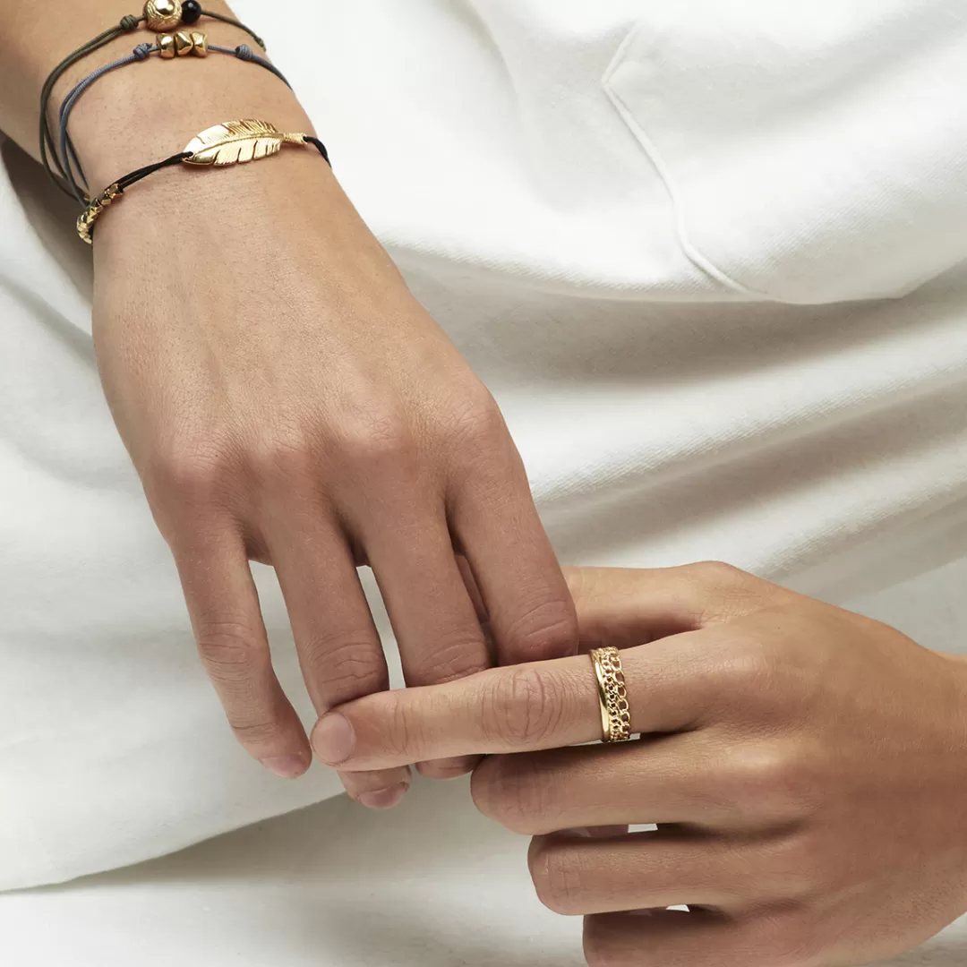Gas Bijoux Bracelet Cailloux Homme Dore