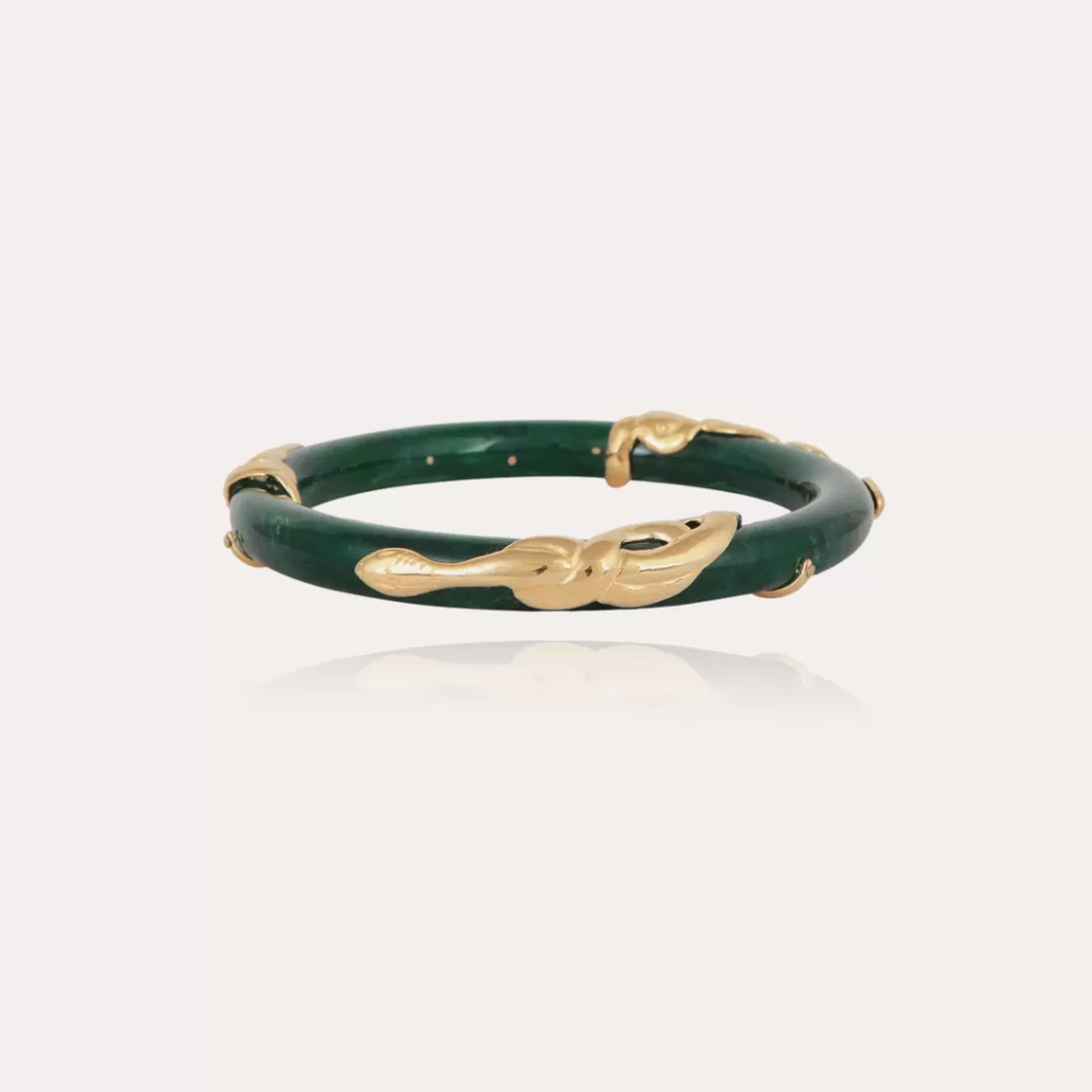 Gas Bijoux Bracelet Cobra Jonc Acetate Dore-Emeraude