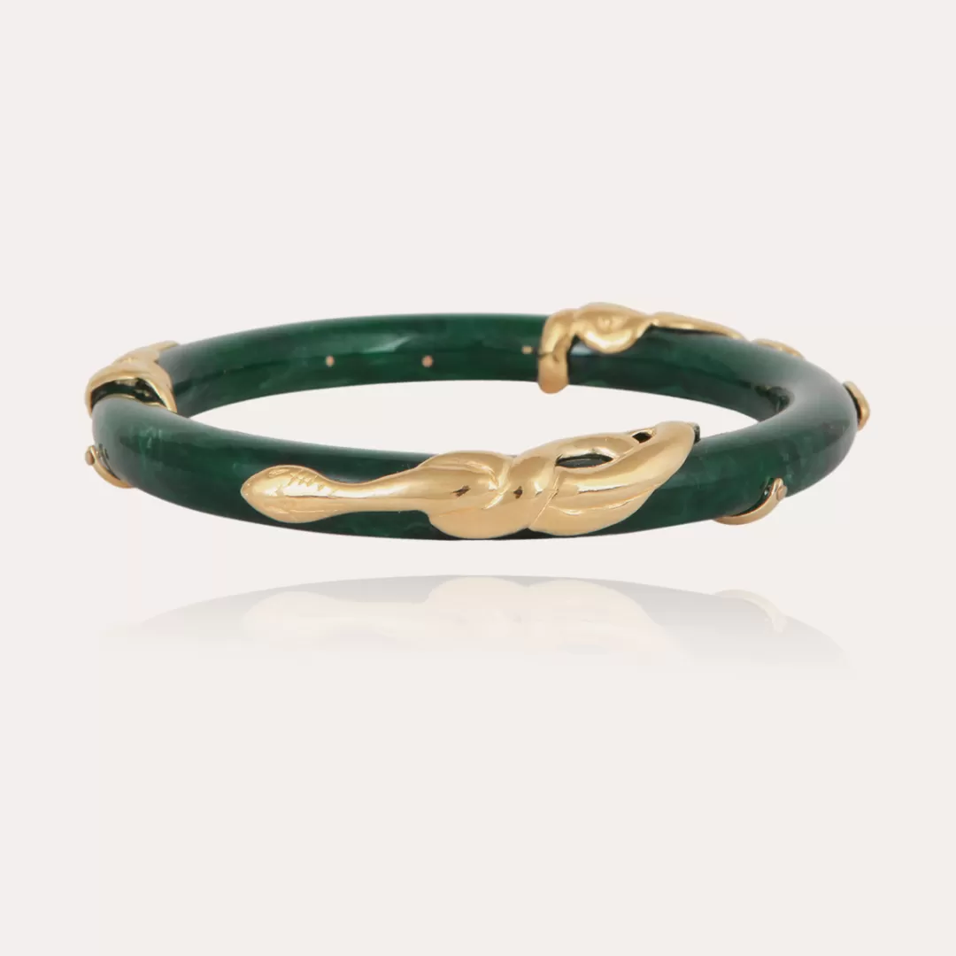 Gas Bijoux Bracelet Cobra Jonc Acetate Dore-Emeraude