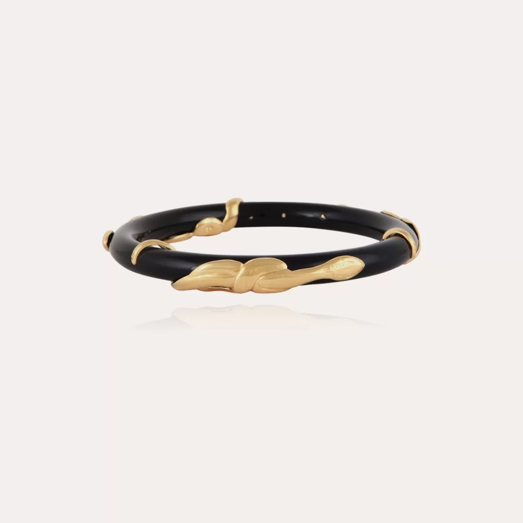 Gas Bijoux Bracelet Cobra Jonc Acetate Dore-Noir