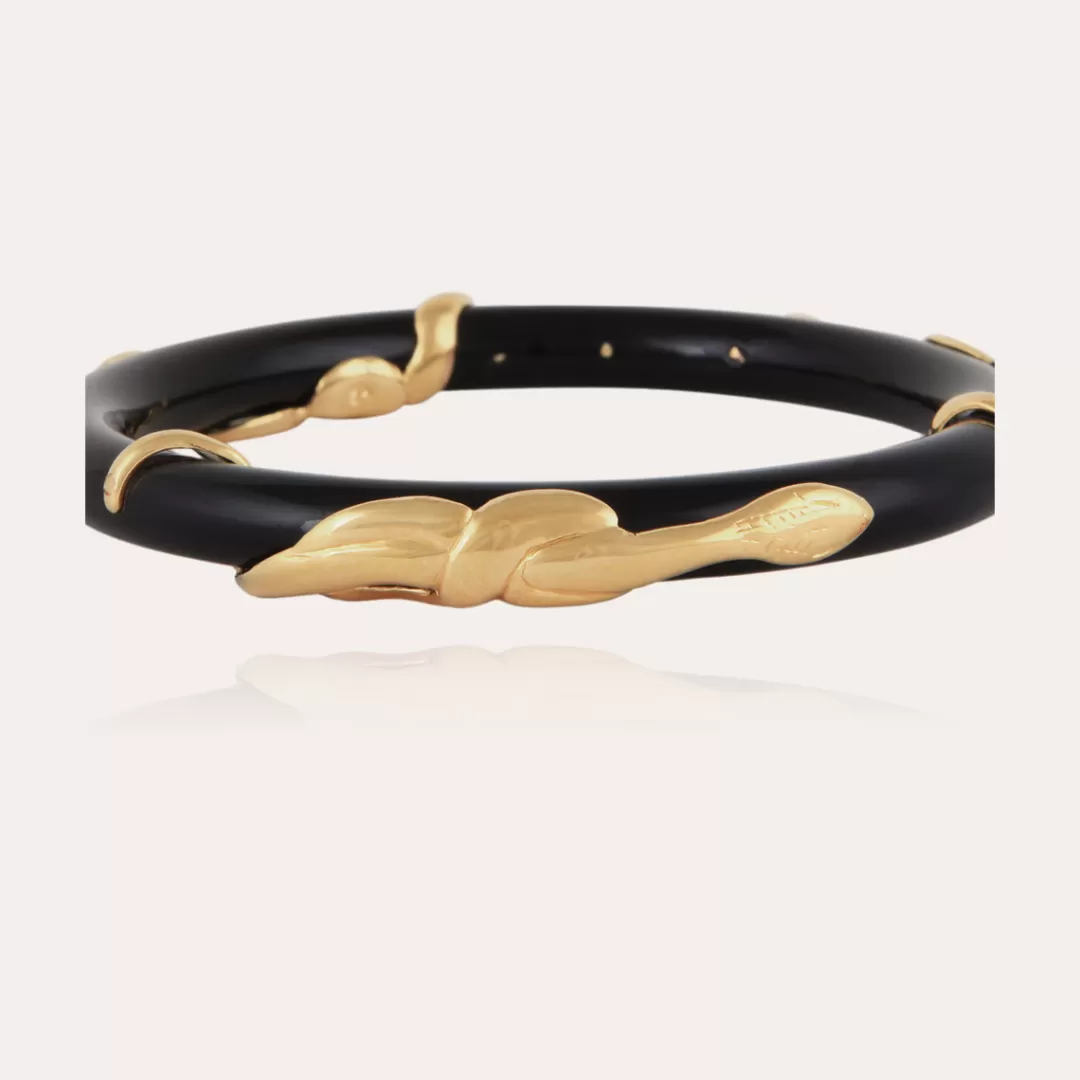 Gas Bijoux Bracelet Cobra Jonc Acetate Dore-Noir