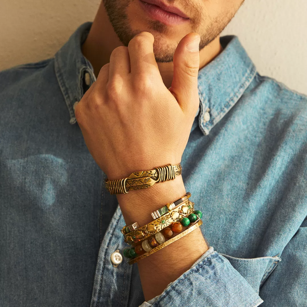 Gas Bijoux Bracelet Eliot Martele Homme Dore