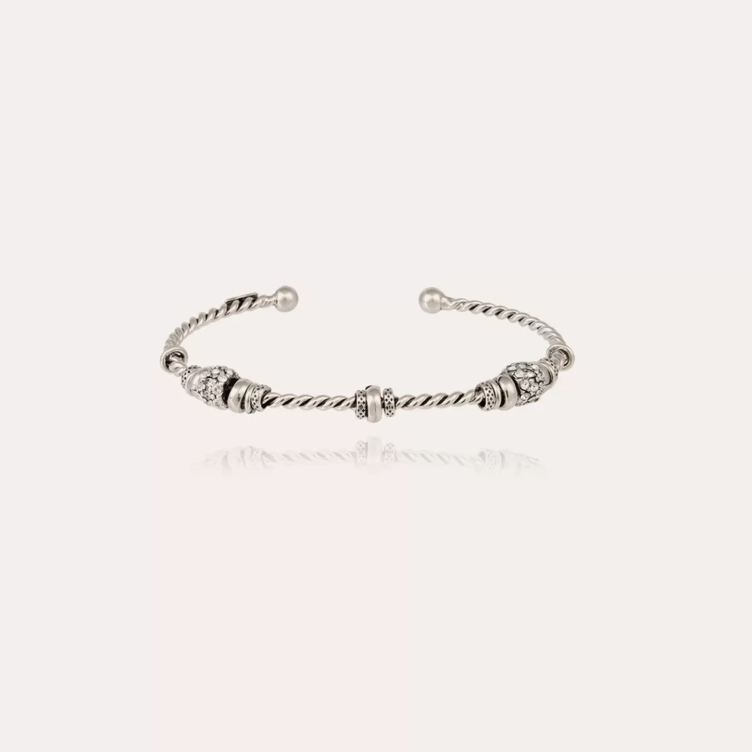 Gas Bijoux Bracelet Jonc Torsade 3 Strass Petit Modele Argente