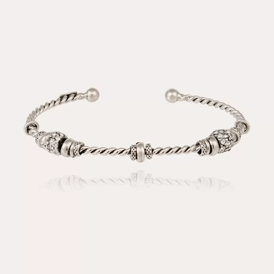 Gas Bijoux Bracelet Jonc Torsade 3 Strass Petit Modele Argente