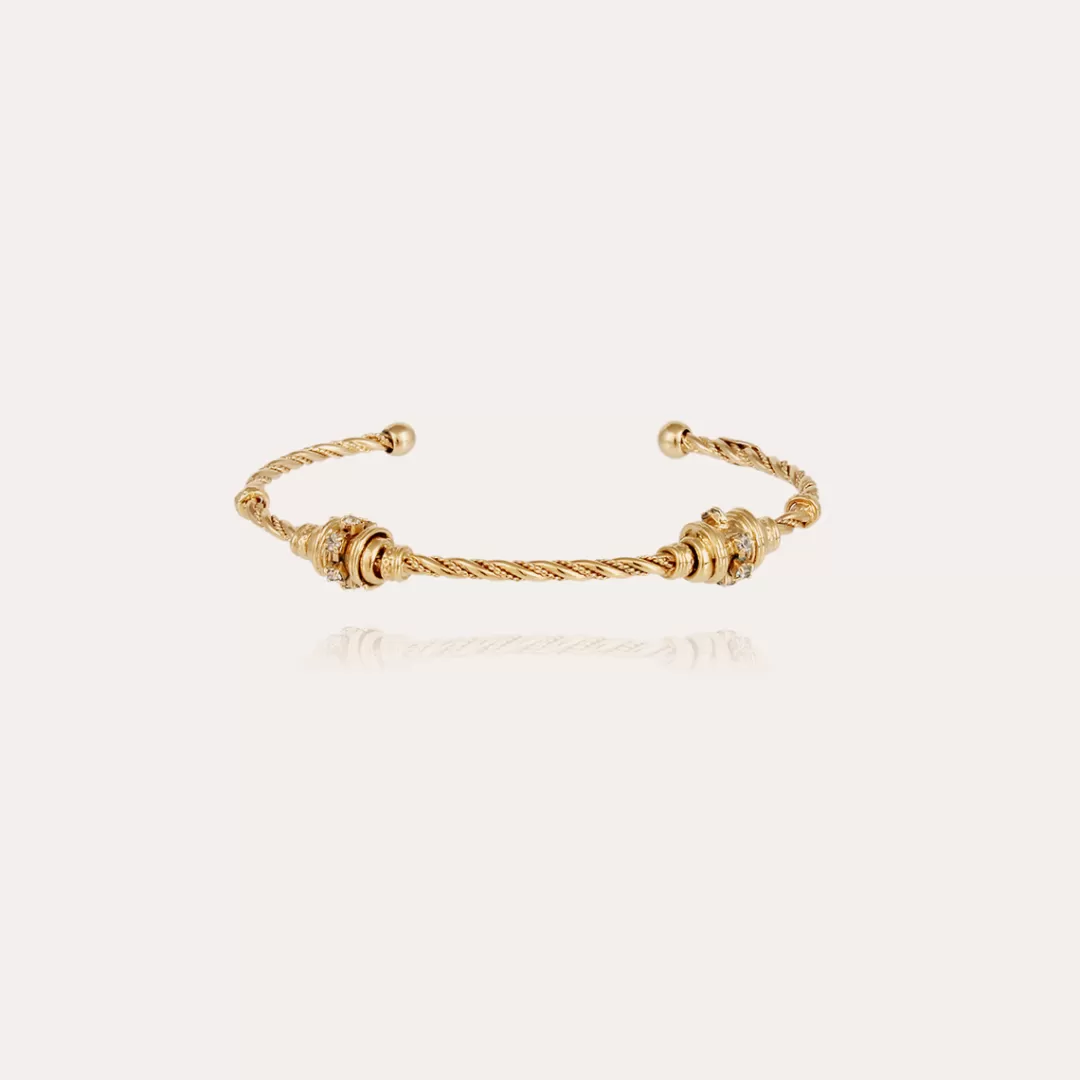 Gas Bijoux Bracelet Jonc Torsade 2 Strass Petit Modele Dore