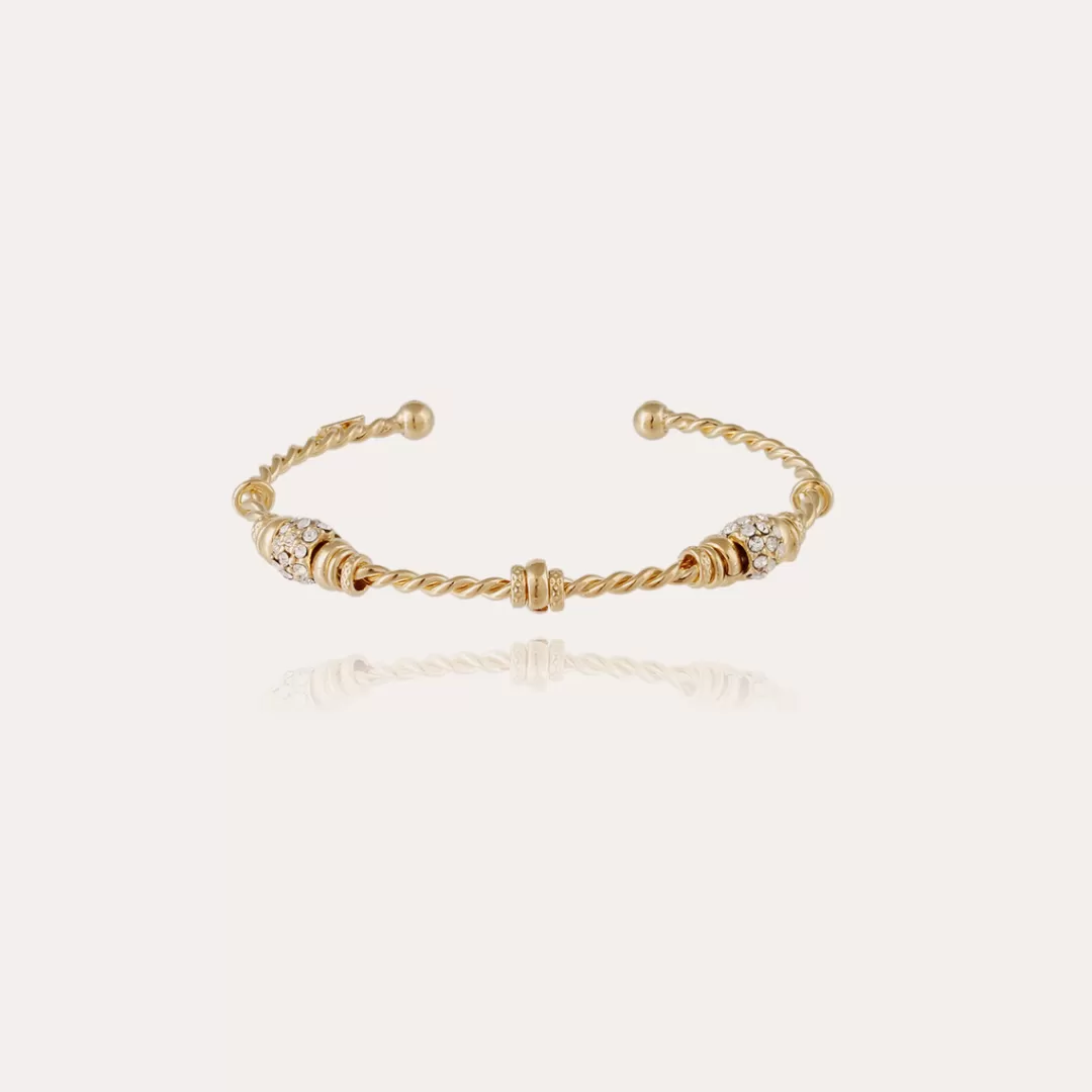 Gas Bijoux Bracelet Jonc Torsade 3 Strass Petit Modele Dore
