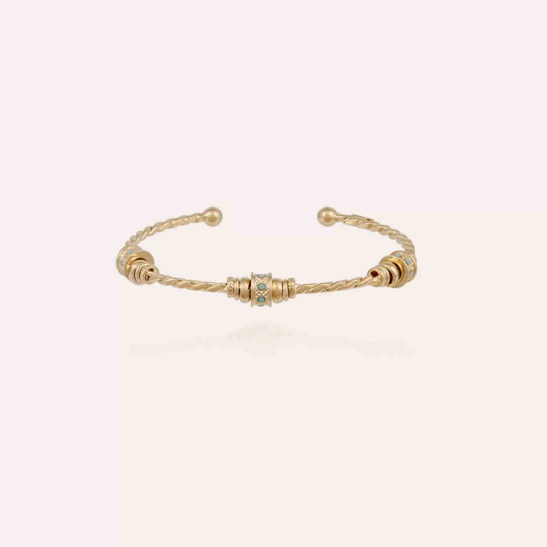 Gas Bijoux Bracelet Jonc Torsade 3 Strass Petit Modele Dore