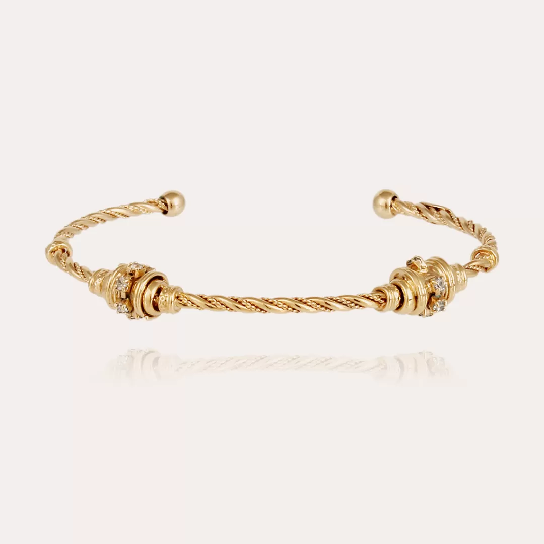 Gas Bijoux Bracelet Jonc Torsade 2 Strass Petit Modele Dore