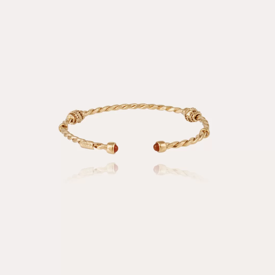 Gas Bijoux Bracelet Jonc Torsade Cabochons Petit Modele Dore