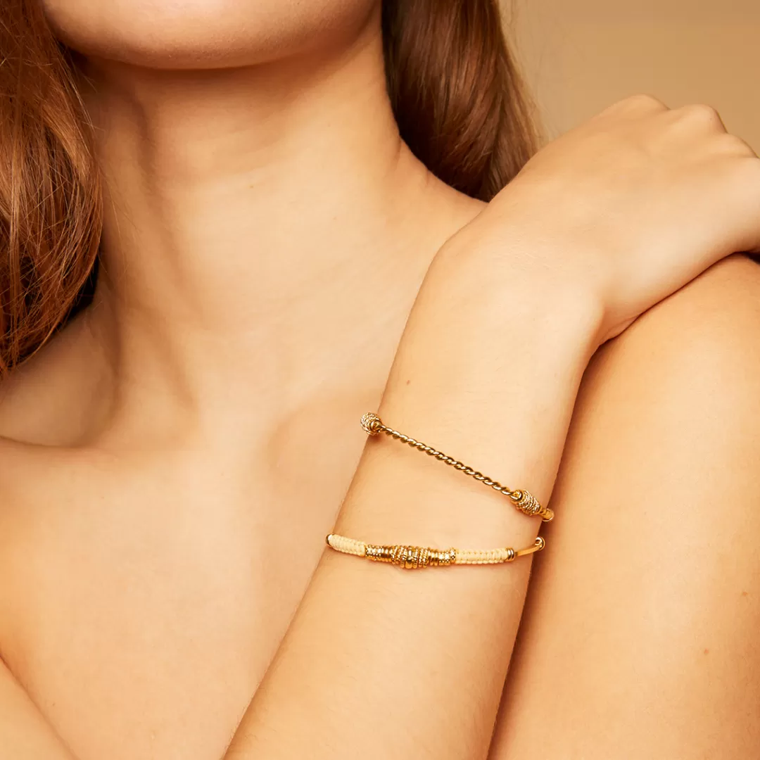 Gas Bijoux Bracelet Jonc Torsade Petit Modele Dore
