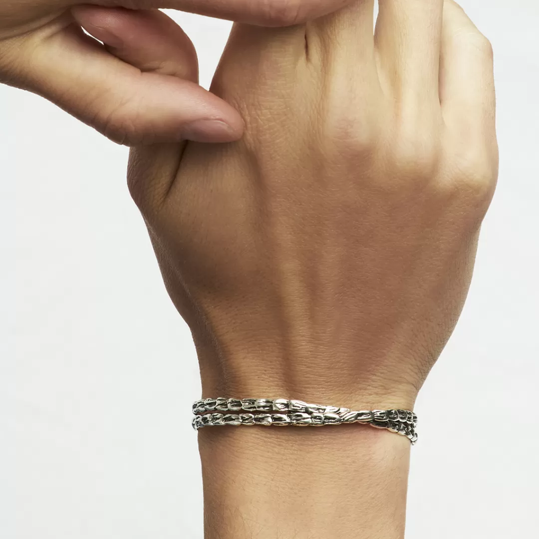 Gas Bijoux Bracelet Liane Croise Homme Argente