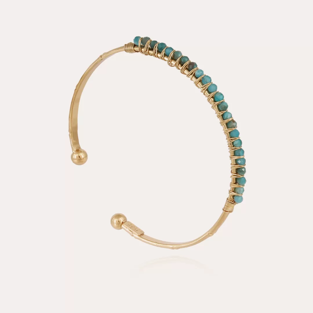 Gas Bijoux Bracelet Lyre Jonc Petit Modele Dore-Apatite Bleue