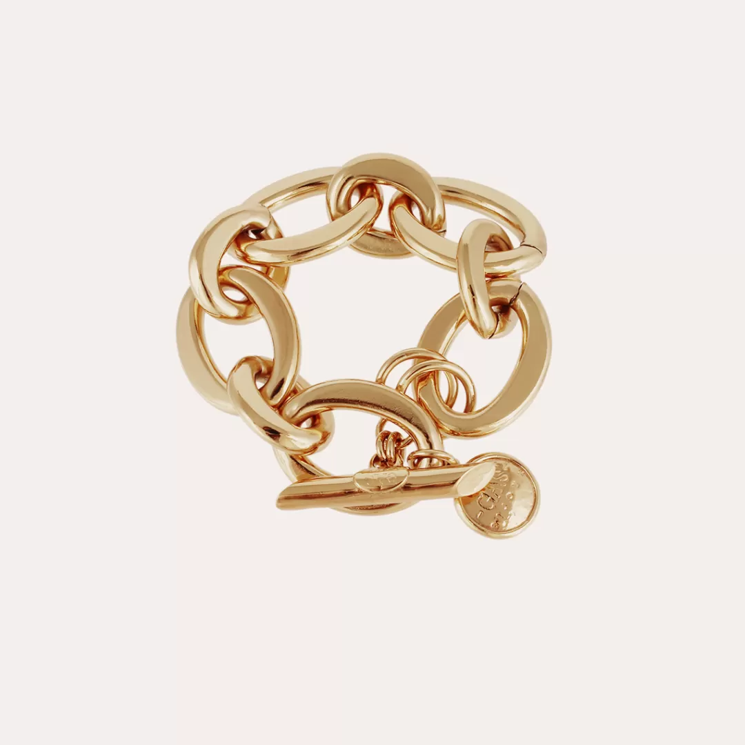 Gas Bijoux Bracelet Maille Ovale Moyen Modele Dore