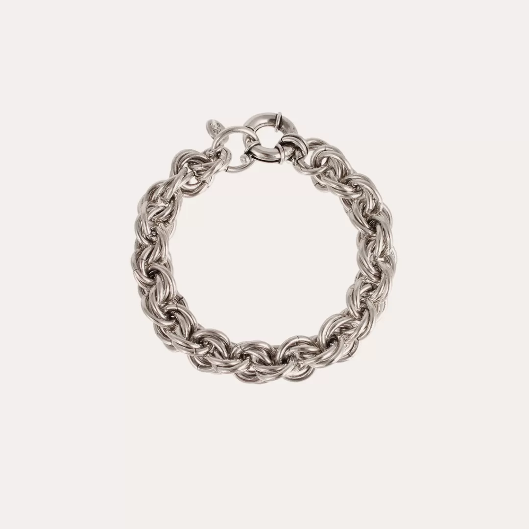 Gas Bijoux Bracelet Maille Rond Entrecroise Grand Modele Argente