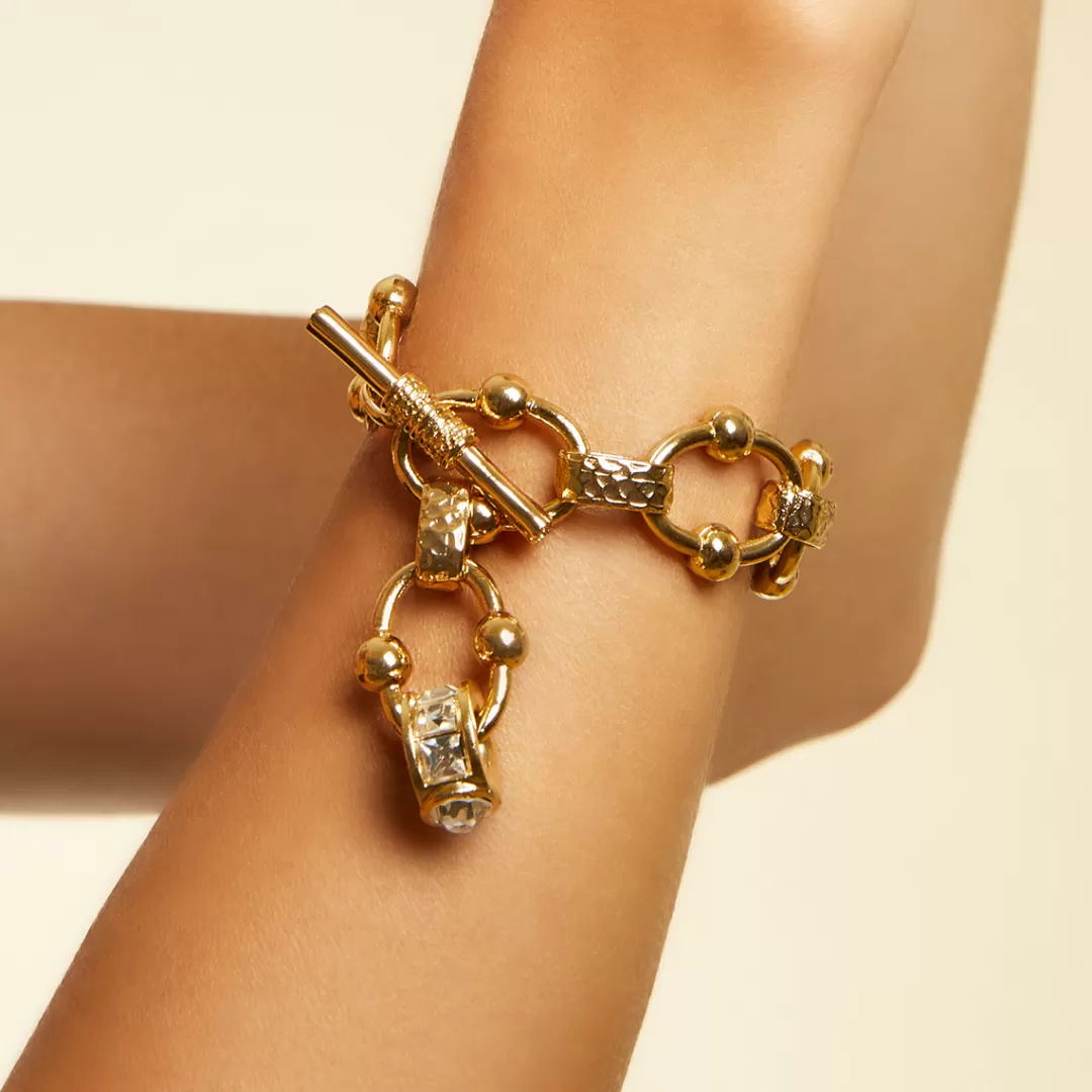 Gas Bijoux Bracelet Rivage Strass Dore