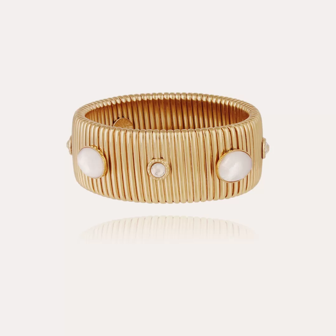 Gas Bijoux Bracelet Strada Grand Modele Dore-Nacre Blanche & Strass