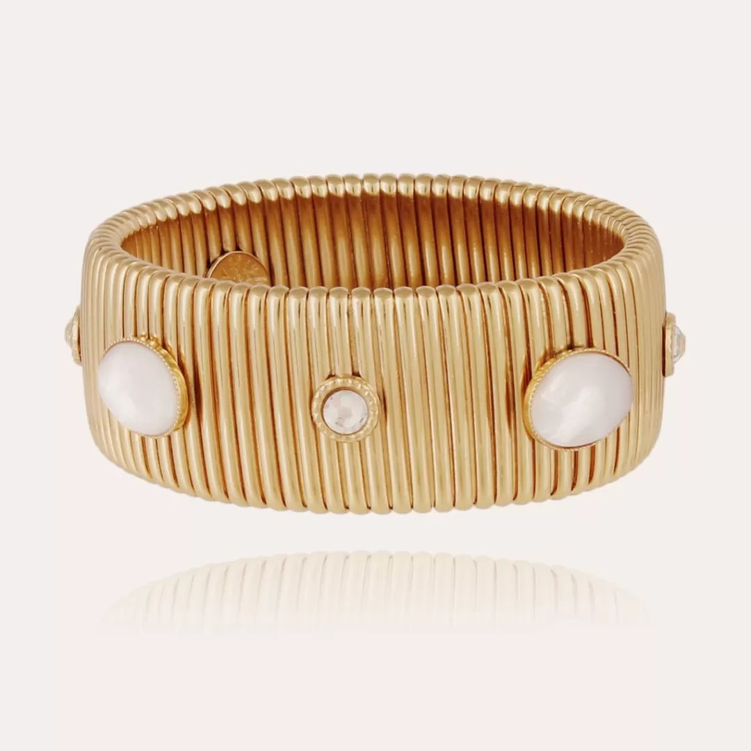 Gas Bijoux Bracelet Strada Grand Modele Dore-Nacre Blanche & Strass