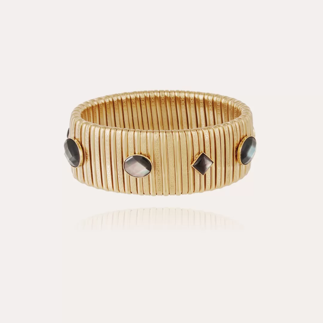 Gas Bijoux Bracelet Strada Serti Grand Modele Dore-Nacre Grise