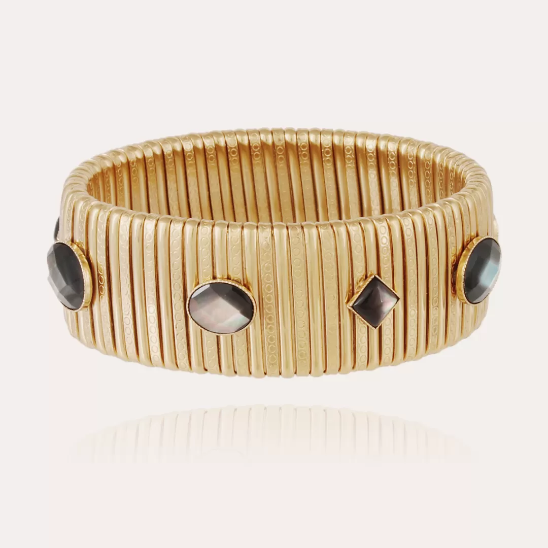 Gas Bijoux Bracelet Strada Serti Grand Modele Dore-Nacre Grise
