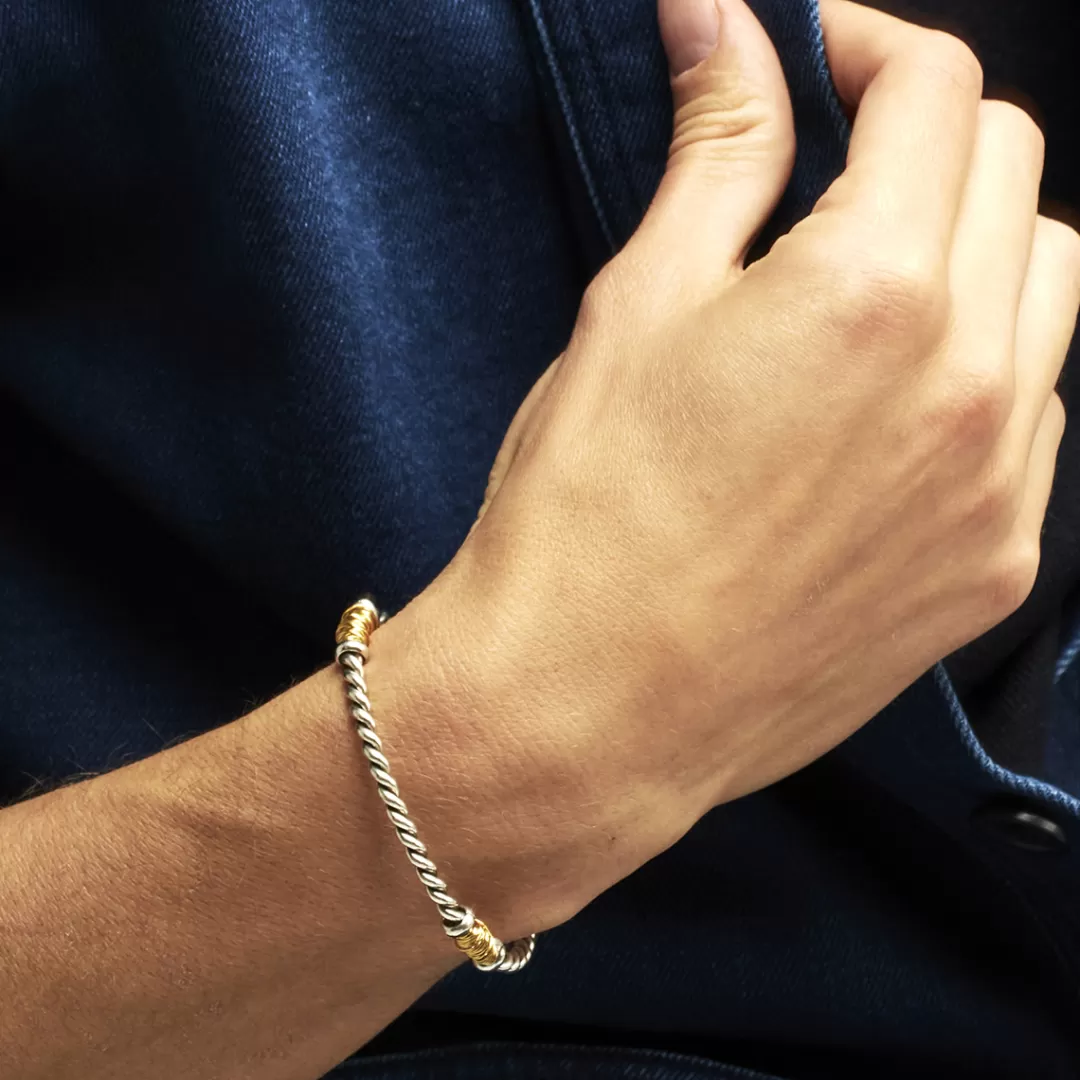 Gas Bijoux Bracelet Torsade Homme Bicolore