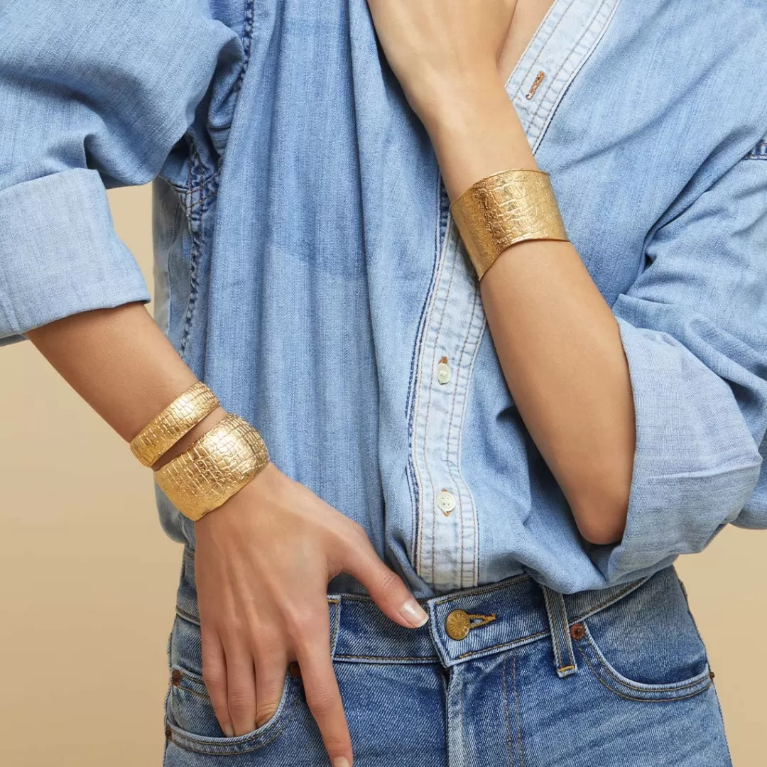 Gas Bijoux Bracelet Wild Tres Grand Modele Dore
