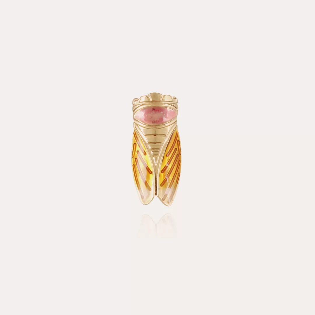 Gas Bijoux Broche Cigale Email Doree