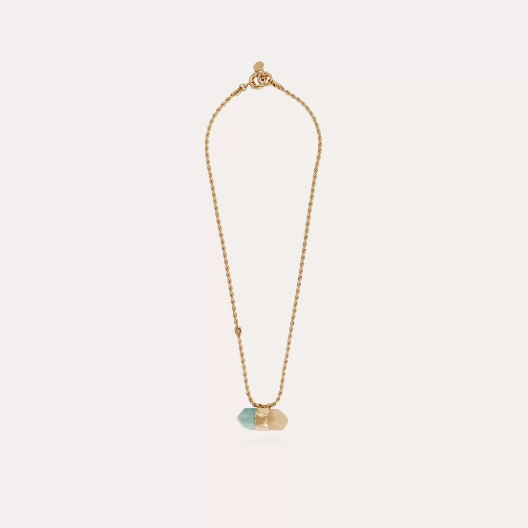 Gas Bijoux Collier Aventurine Grand Modele Dore-Hematoide Jaune & Amazonite
